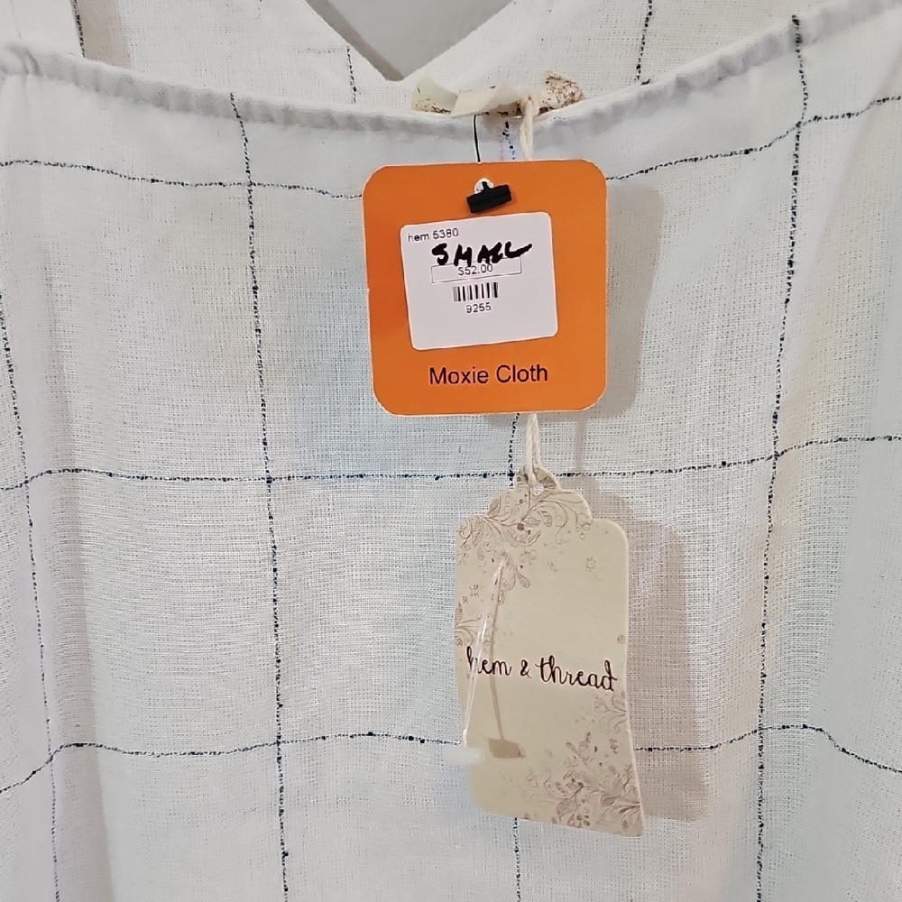 NWT Hem & Thread White And Blue Asymmetrical Tunic Top, Womens Small - Picture 8 of 11